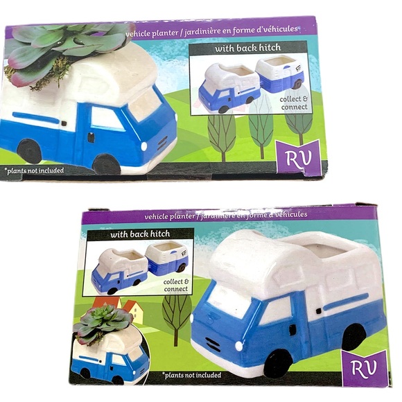 BLUE & WHITE RV CERAMIC PLANTER NWT - Picture 7 of 9